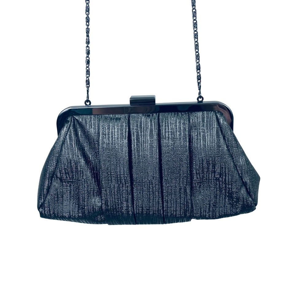 Jessica McClintock Women's Metallic Pewter Pleated Evening Bag Gunmetal